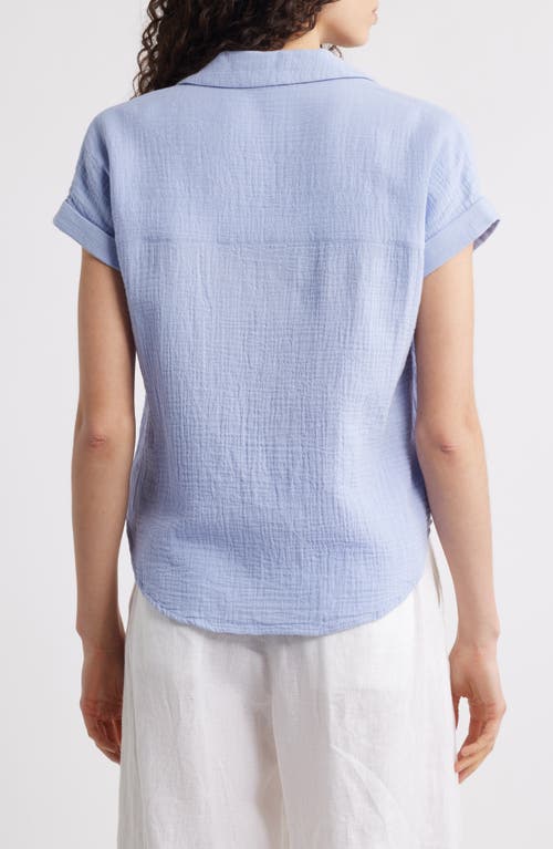 Beachlunchlounge London Cotton Gauze Popover Top In Light Denim