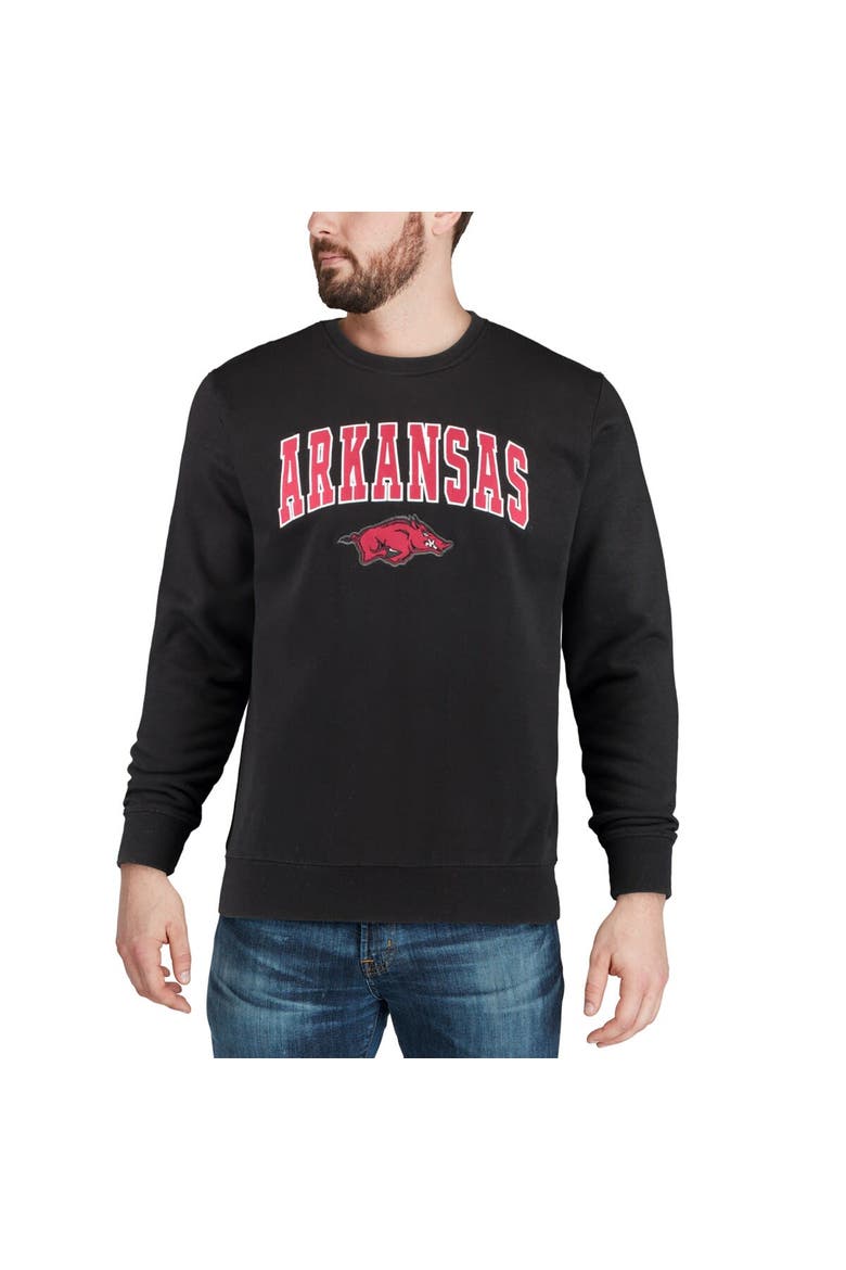Men's Colosseum Black Arkansas Razorbacks Arch & Logo Crew Neck Sweatshirt, Alternate, color, Black