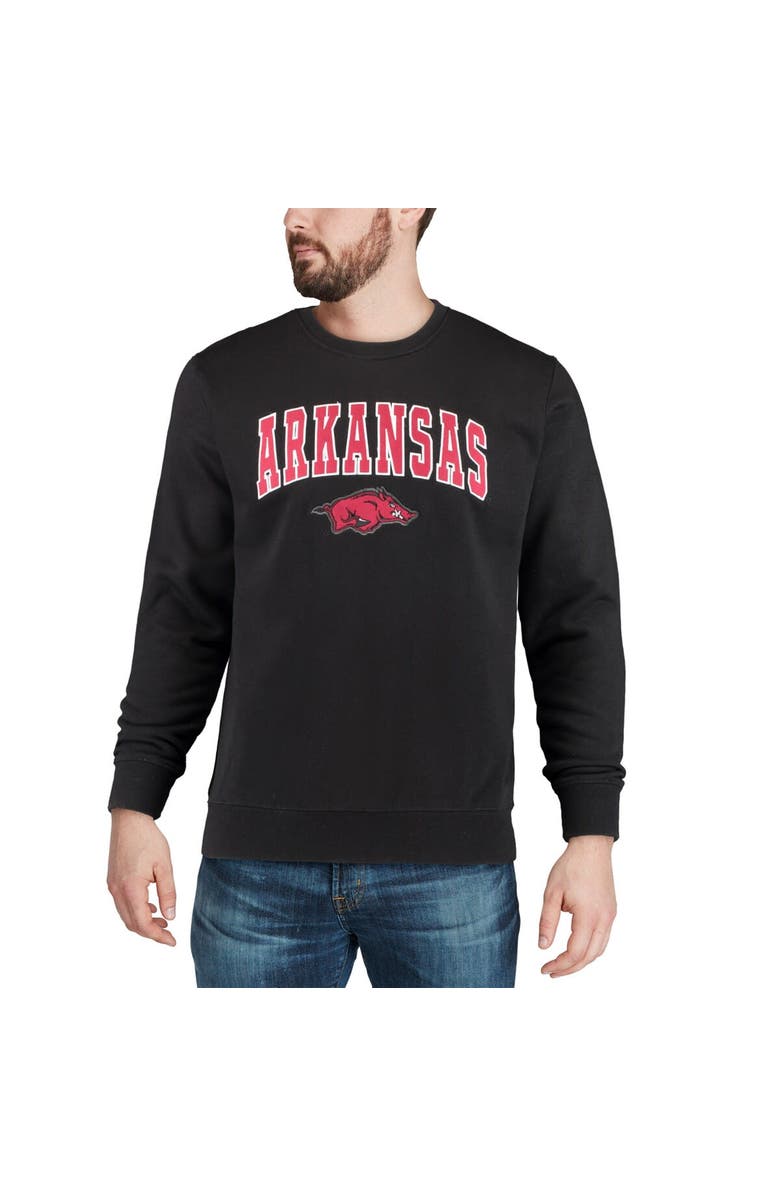 COLOSSEUM Men's Colosseum Black Arkansas Razorbacks Arch & Logo Crew Neck Sweatshirt, Alternate, color, Black