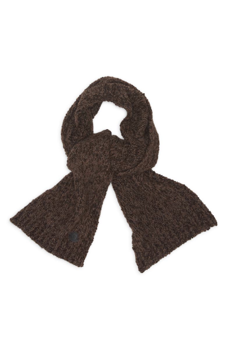 Moncler Logo Patch Wool & Alpaca Scarf, Alternate, color, Black Coffee