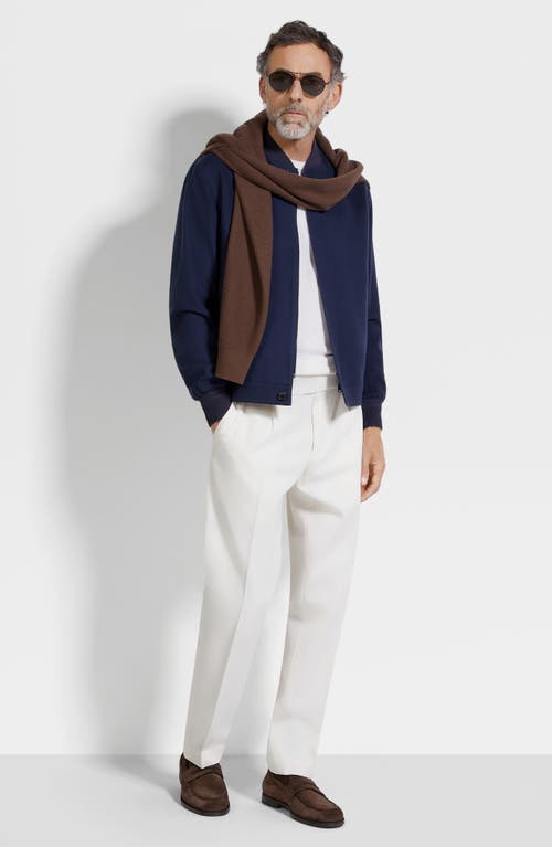 Zegna Water Repellent Elements Oasi Cashmere Bomber Jacket In Blue