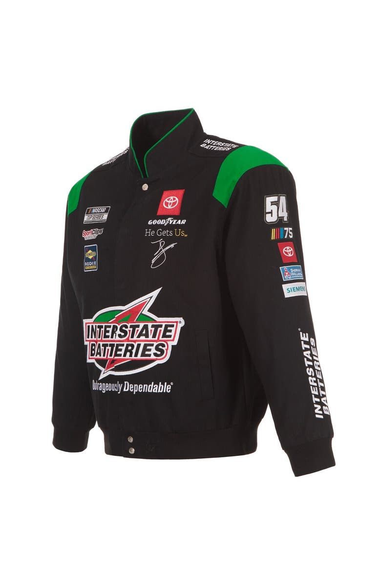 JH DESIGN Men's JH Design Black Ty Gibbs Interstate Batteries Twill Uniform Full-Snap Jacket, Alternate, color, 