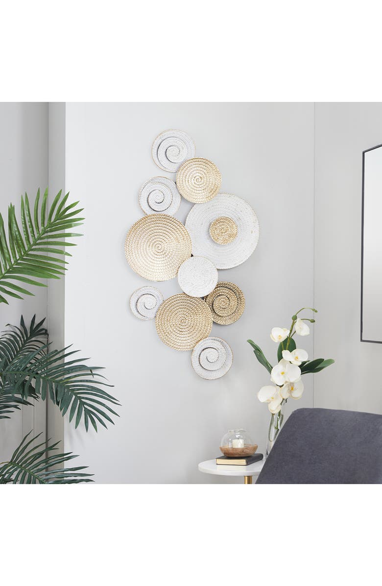 WILLOW ROW Goldtone Metal Radial Plate Wall Decor, Alternate, color, Gold
