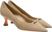 Santoni Women's suede mid-heel pump