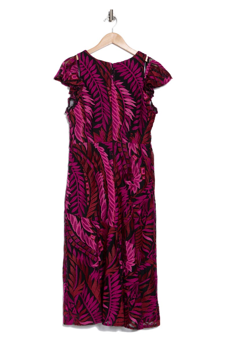 Laurel Embroidered Leaf Dress, Alternate, color, DARK PINK
