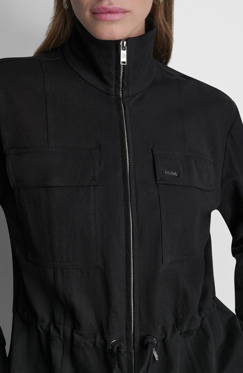 DKNY Arid Cotton Blend Piqué Jacket, Alternate, color, Black