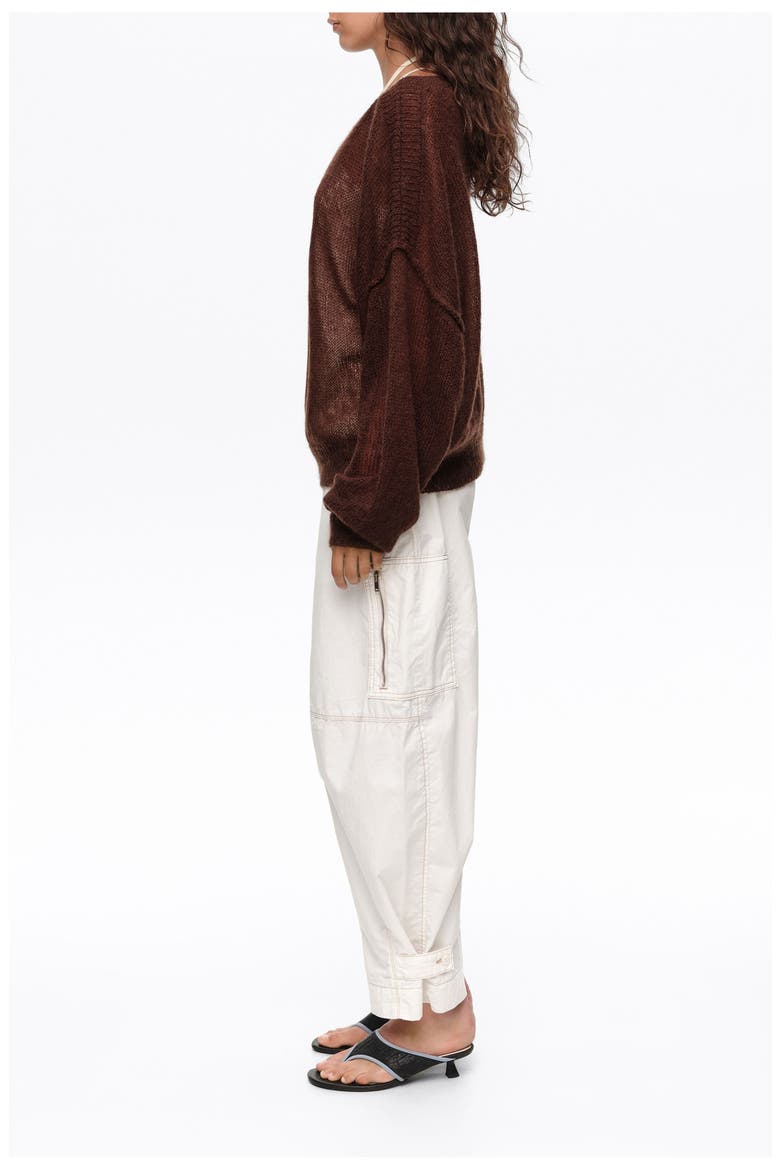 Mohair boat neck sweater, Alternate, color, BROWN