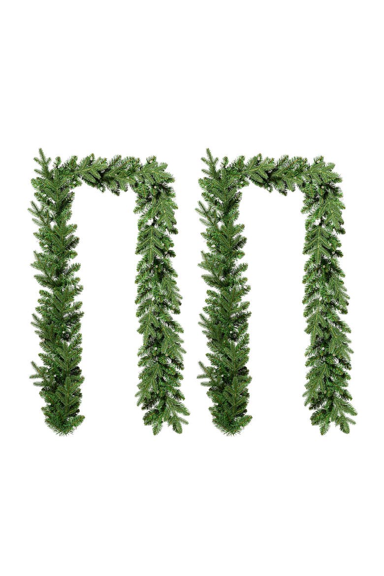 Set of 2 9ft Christmas Garland with Strawberry Lights, Alternate, color, Green