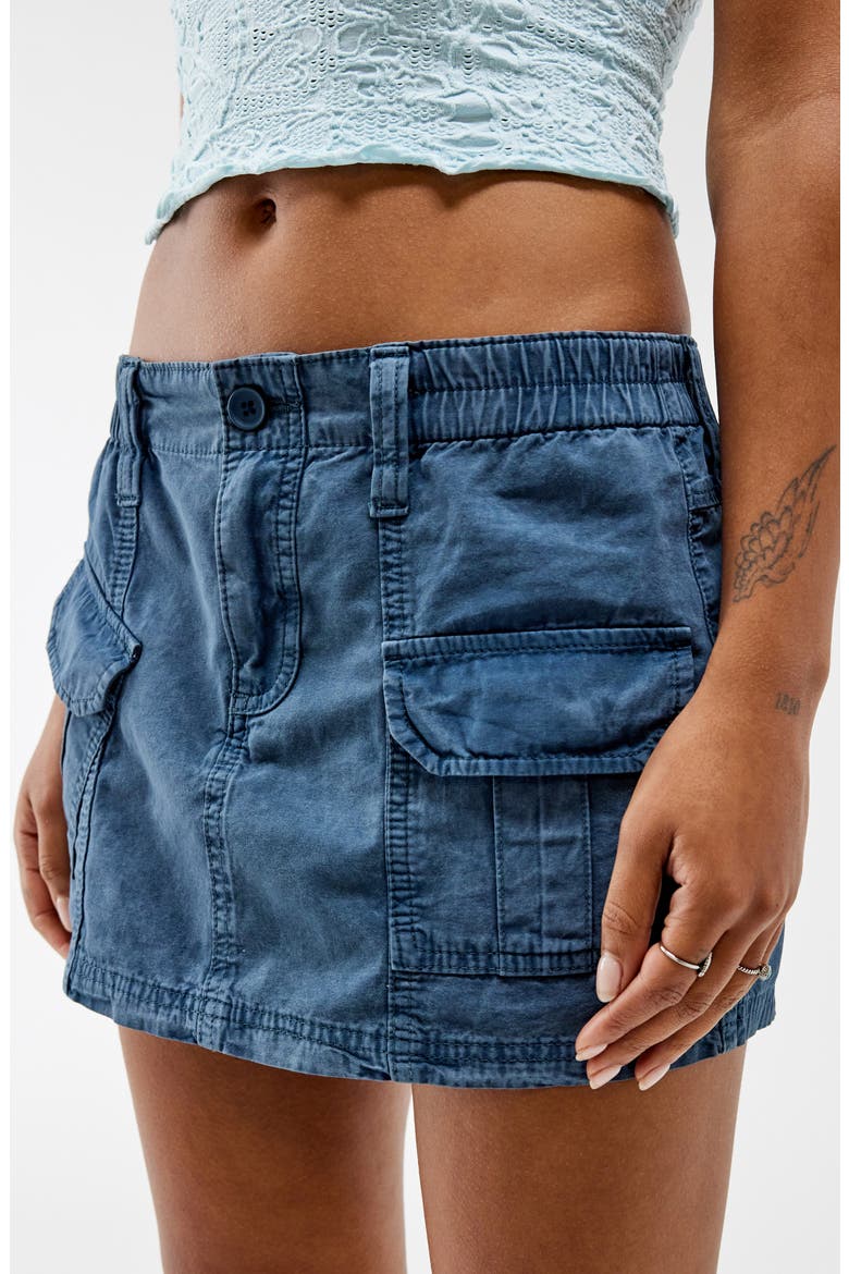 Y2K Cotton Cargo Skirt, Alternate, color, WASHED BLUE