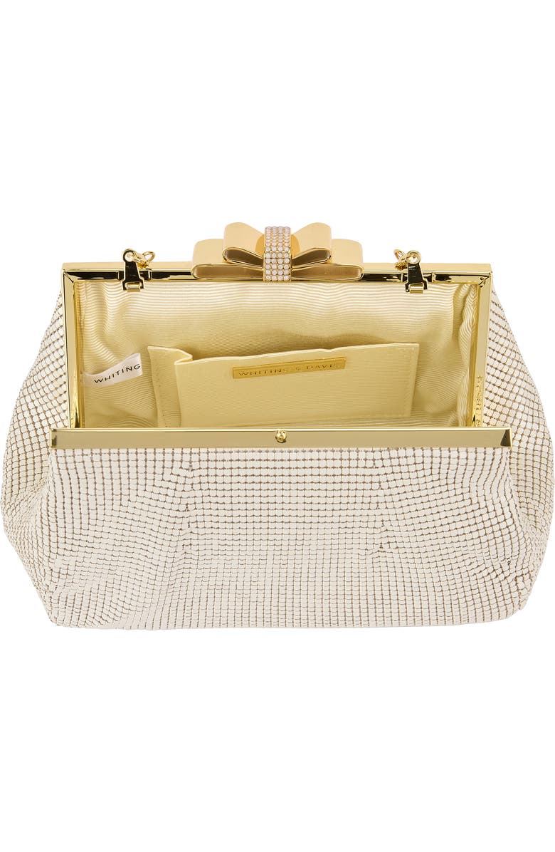 Whiting & Davis Blake Bow Clutch, Alternate, color, Pearl
