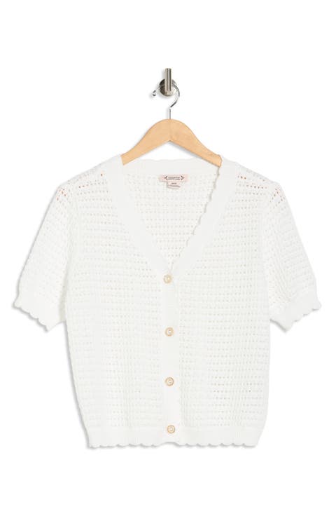 Short Sleeve Open Stitch Cardigan