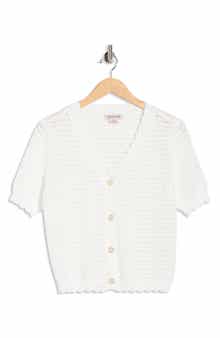 Nanette Lepore Short Sleeve Open Stitch Cardigan