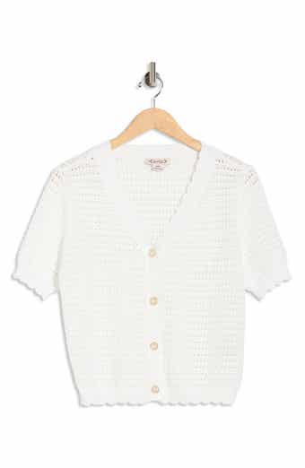 Nanette Lepore Short Sleeve Open Stitch Cardigan