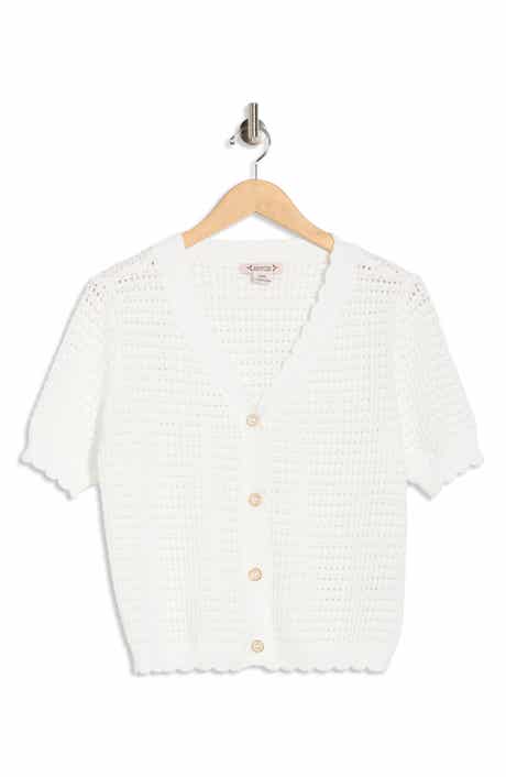 Nanette Lepore Short Sleeve Open Stitch Cardigan