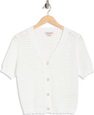 Nanette Lepore Short Sleeve Open Stitch Cardigan