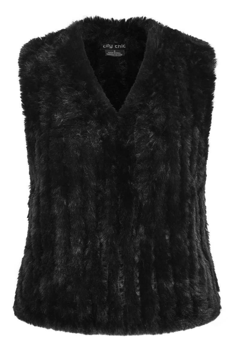 Eve Faux Fur Vest, Alternate, color, BLACK