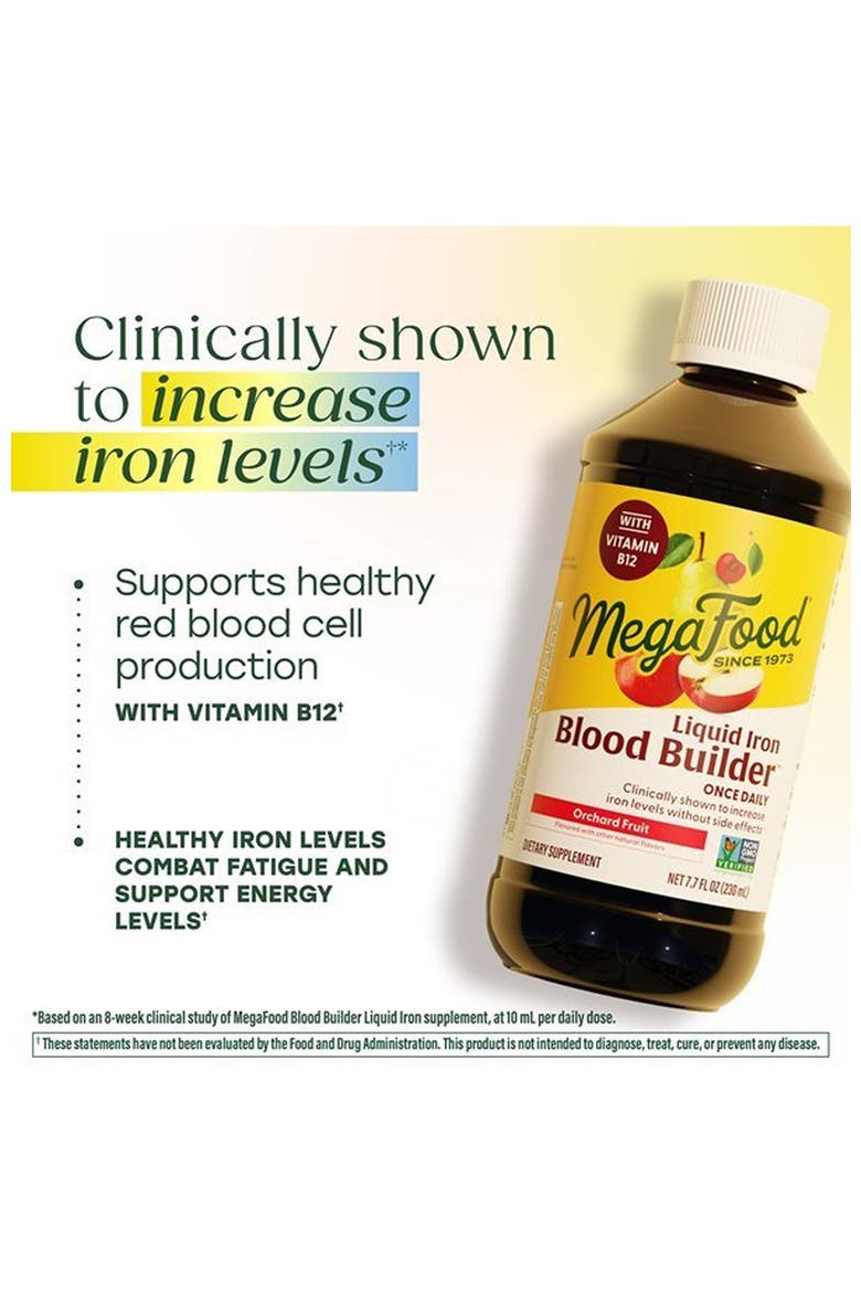 Blood Builder Liquid Iron Supplement for Women, Men & Kids with Vitamin B12, Orchard Fruit Flavor, Vegan, 7.7 fl oz, Alternate, color, None