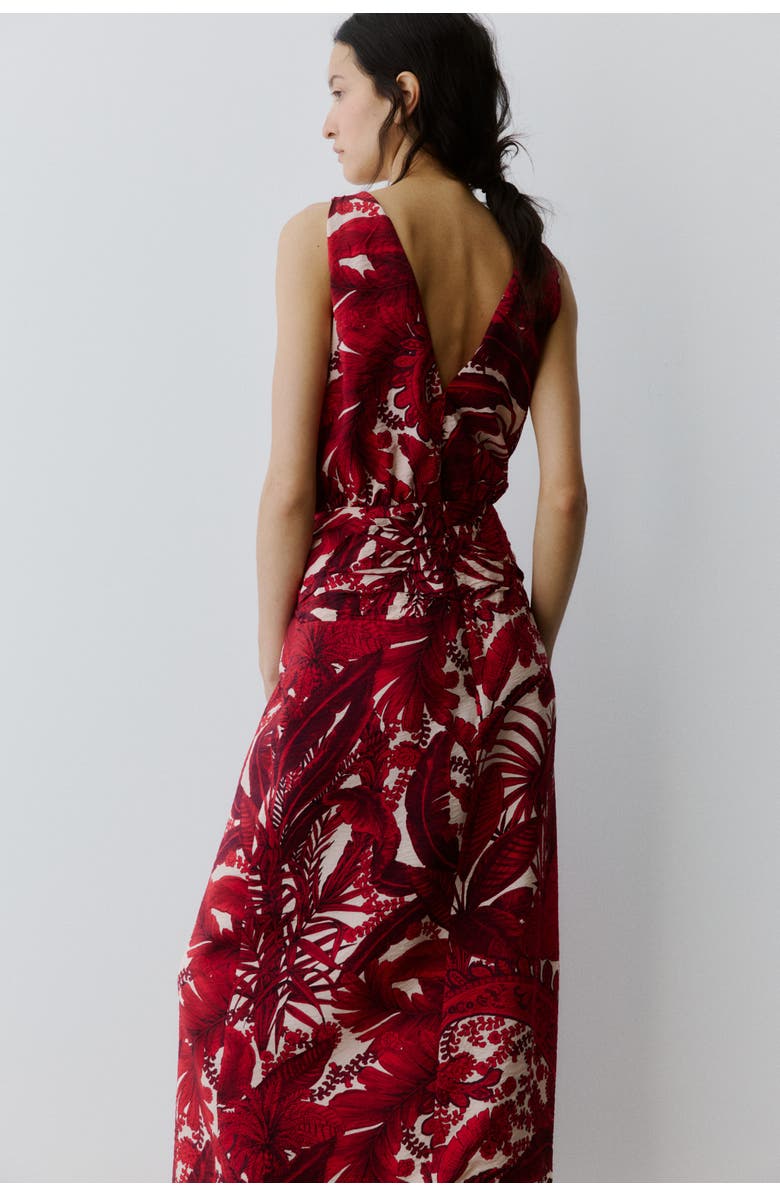 H&M V-neck Midi Dress, Alternate, color, Red/Patterned