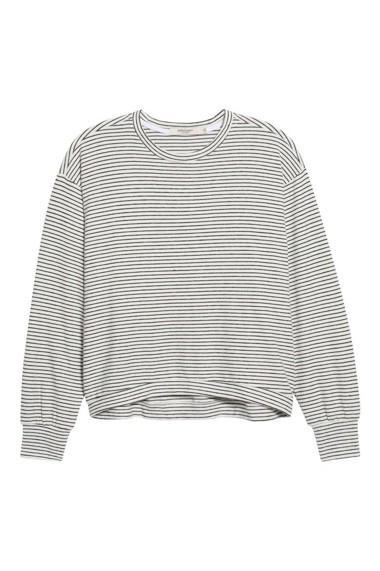 Clementine Striped Sleep Top, Alternate, color, WHITE/BLACK