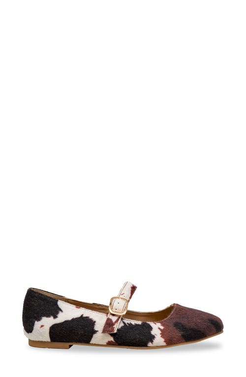 Chase & Chloe Chase And Chloe Meli Faux Fur Mary Jane Flat In Brown