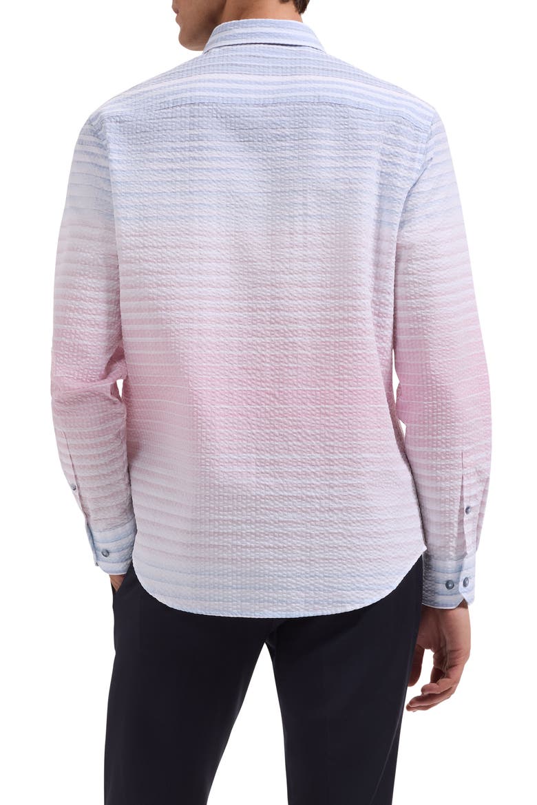 Julian Shaped Ombré Cotton Seersucker Button-Up Shirt, Alternate, color, DUSTY PINK