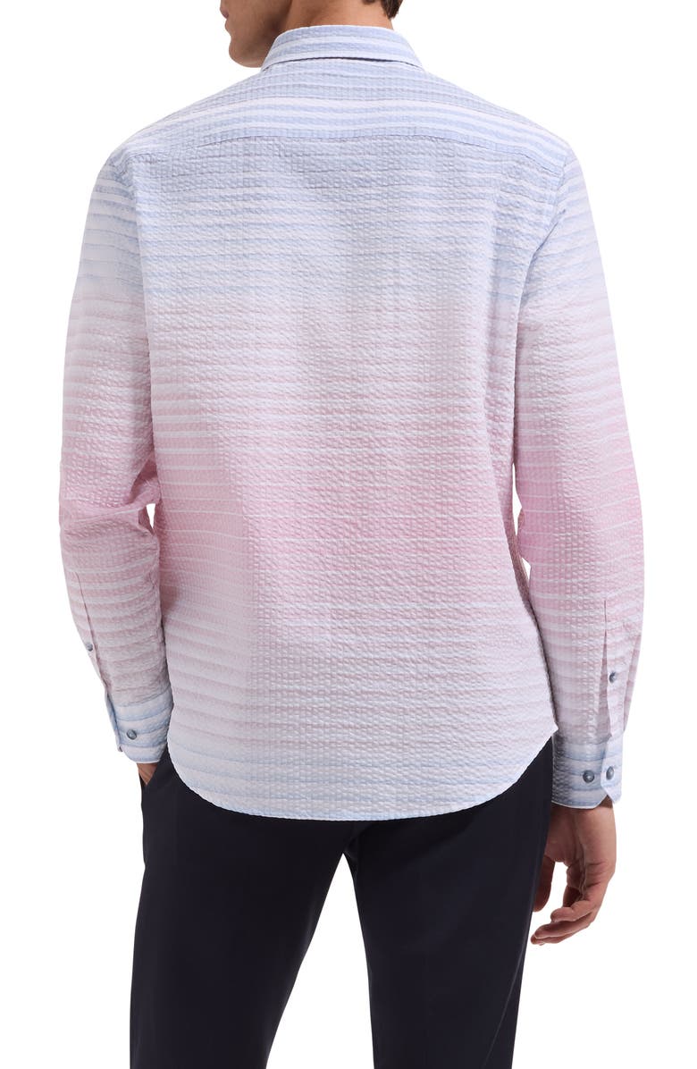 Bugatchi Julian Shaped Ombré Cotton Seersucker Button-Up Shirt, Alternate, color, Dusty Pink