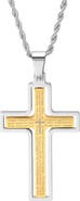 STEELTIME Men's Two-Tone Stainless Steel Cross Pendant Necklace