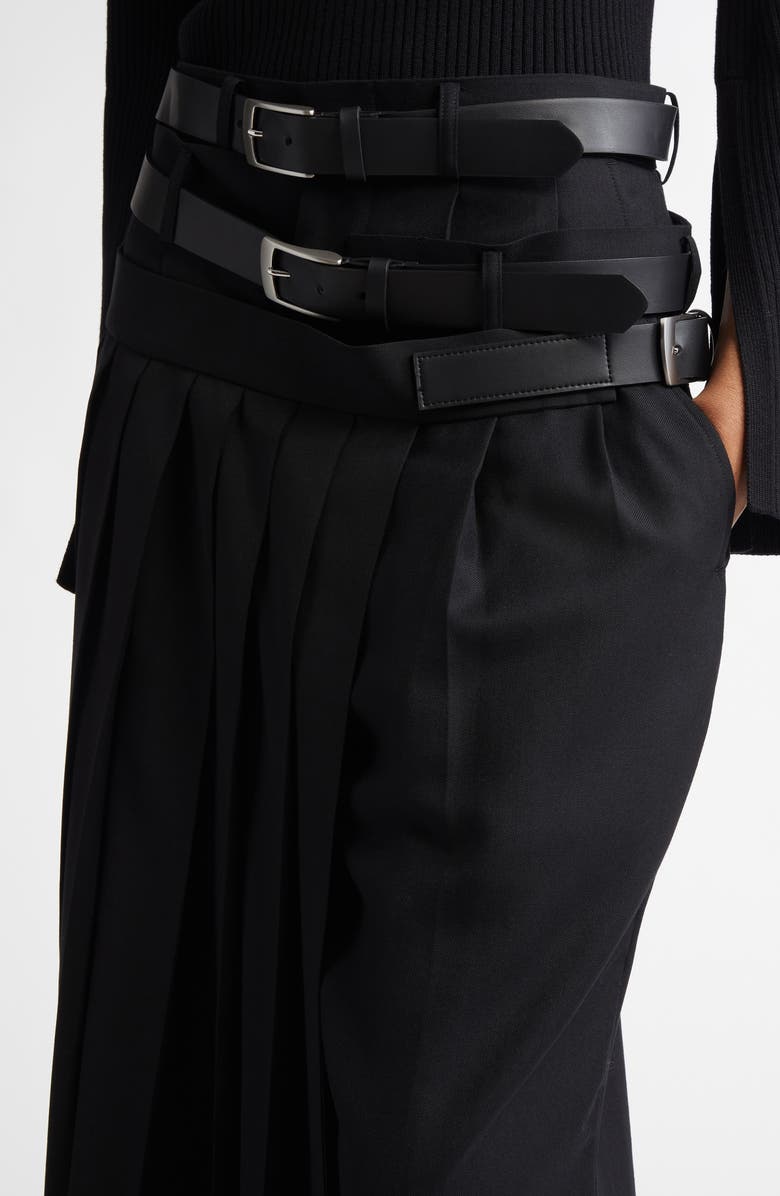 Junya Watanabe Wool Blend Serge Belted Skirt Pants, Alternate, color, 