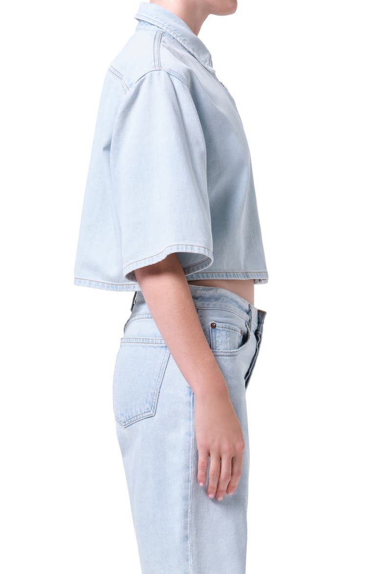 Tomine Boxy Denim Button-Up Shirt, Alternate, color, PAUSE LIGHT INDIGO