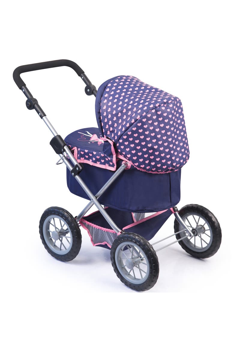 Trendy Doll Pram Stroller Navy Pink Hearts, 18 Inch Dolls, Alternate, color, Multicolored