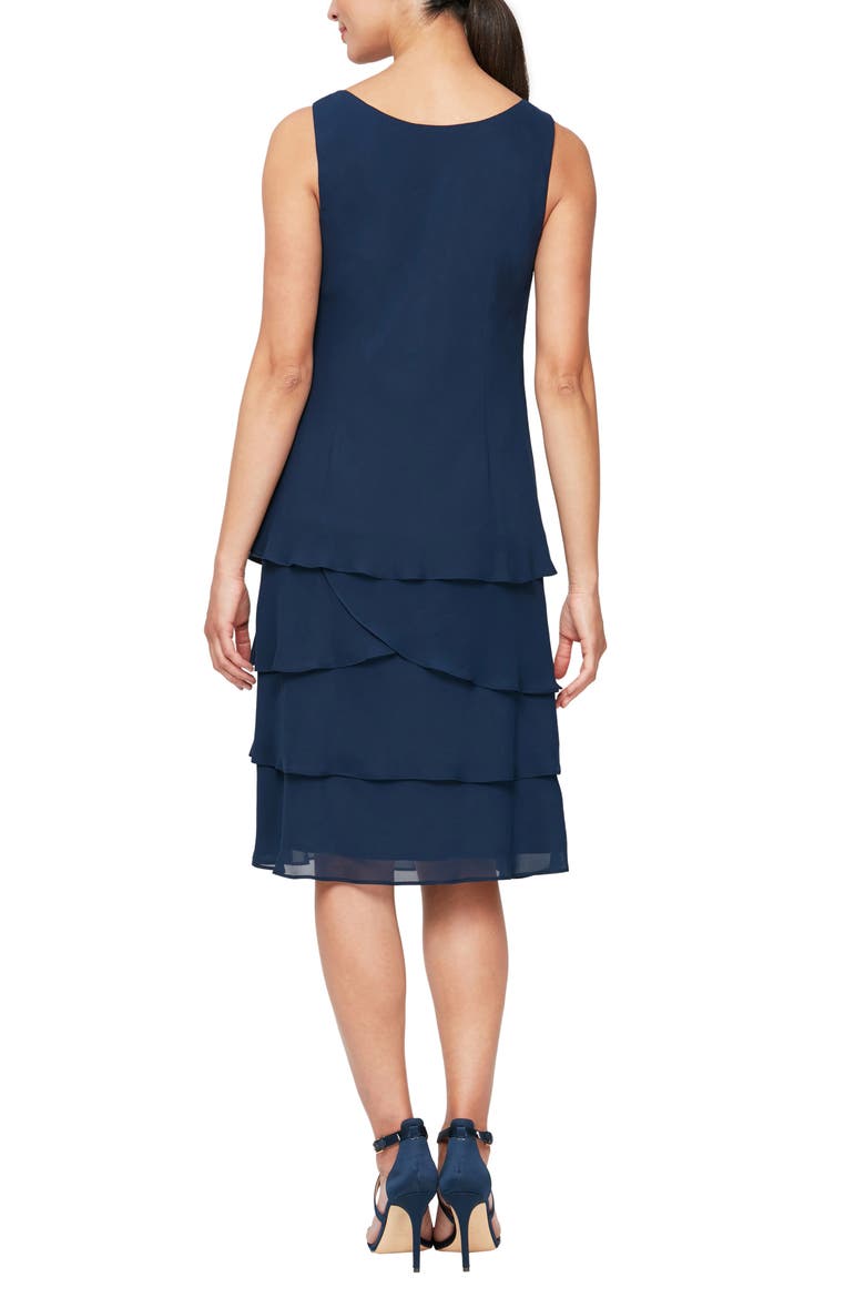 SLNY Sequin Chiffon Jacket Dress, Alternate, color, DEEP NAVY