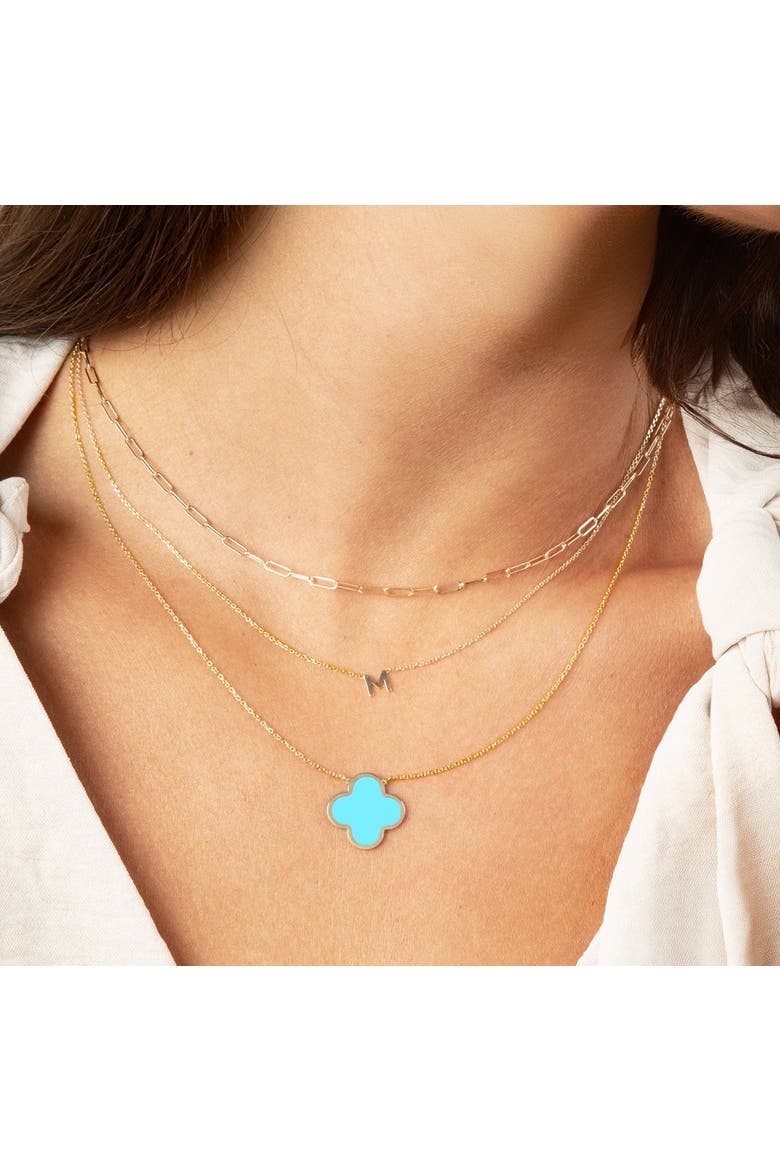 Extra Large Turquoise Single Clover Necklace, Alternate, color, Turquoise