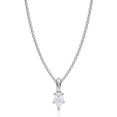 Pear Solitaire Lab Diamond Prong Pendant Necklace 14K Yellow Gold