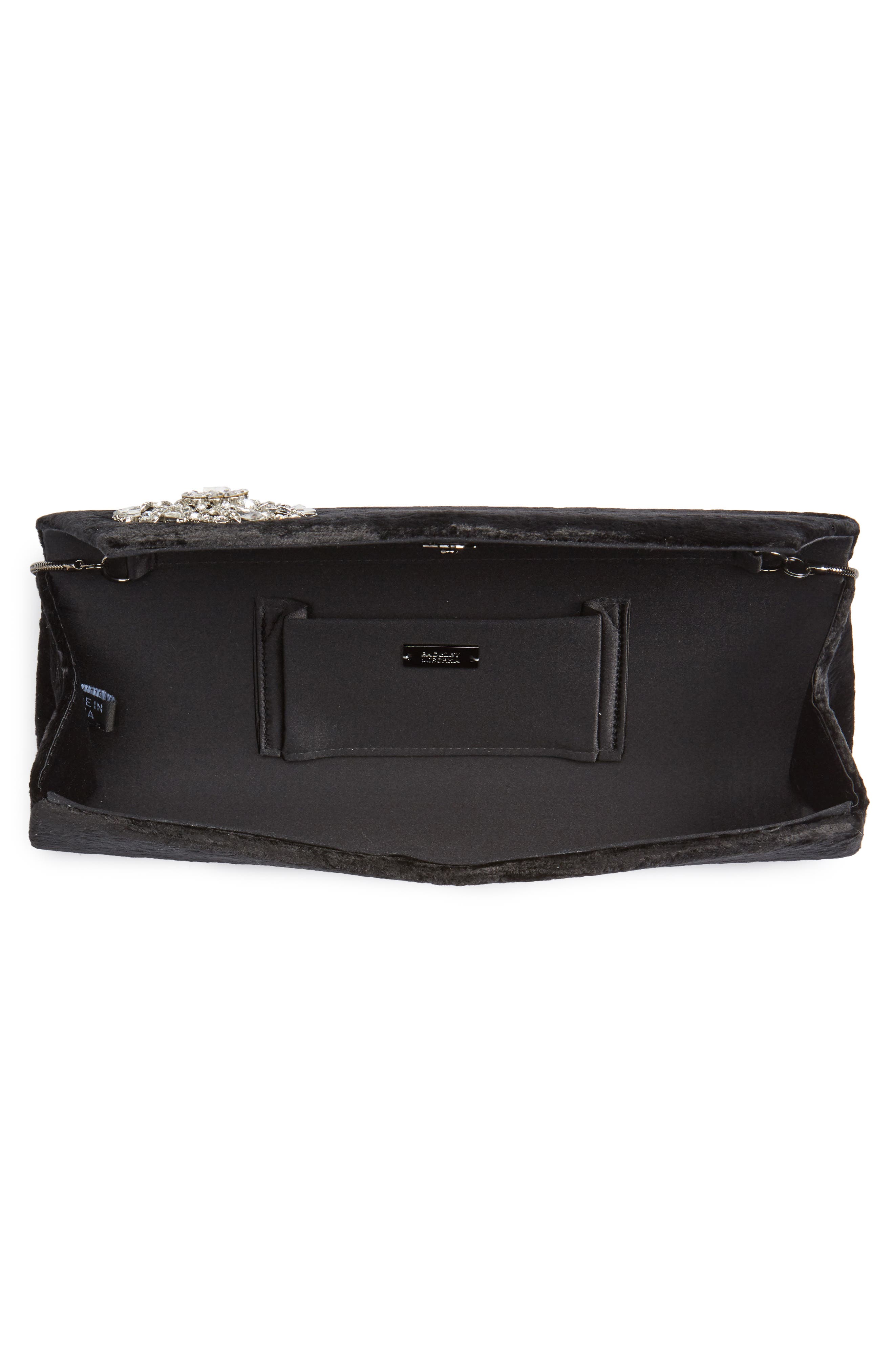 Badgley Mischka Drama Velvet Clutch, Alternate, color, BLACK