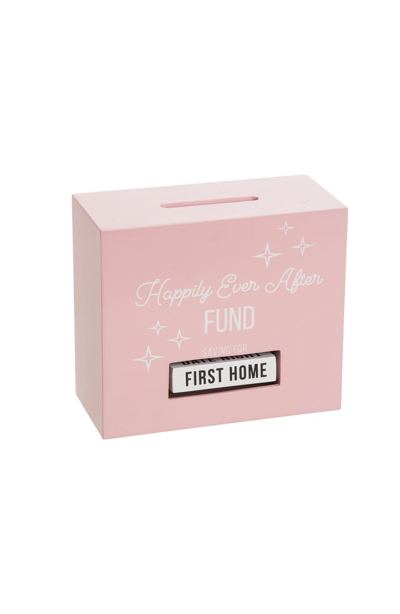 Totalee Gift Happily Ever After Fund Rotating Bank Wood Pink, Main, color, Pink