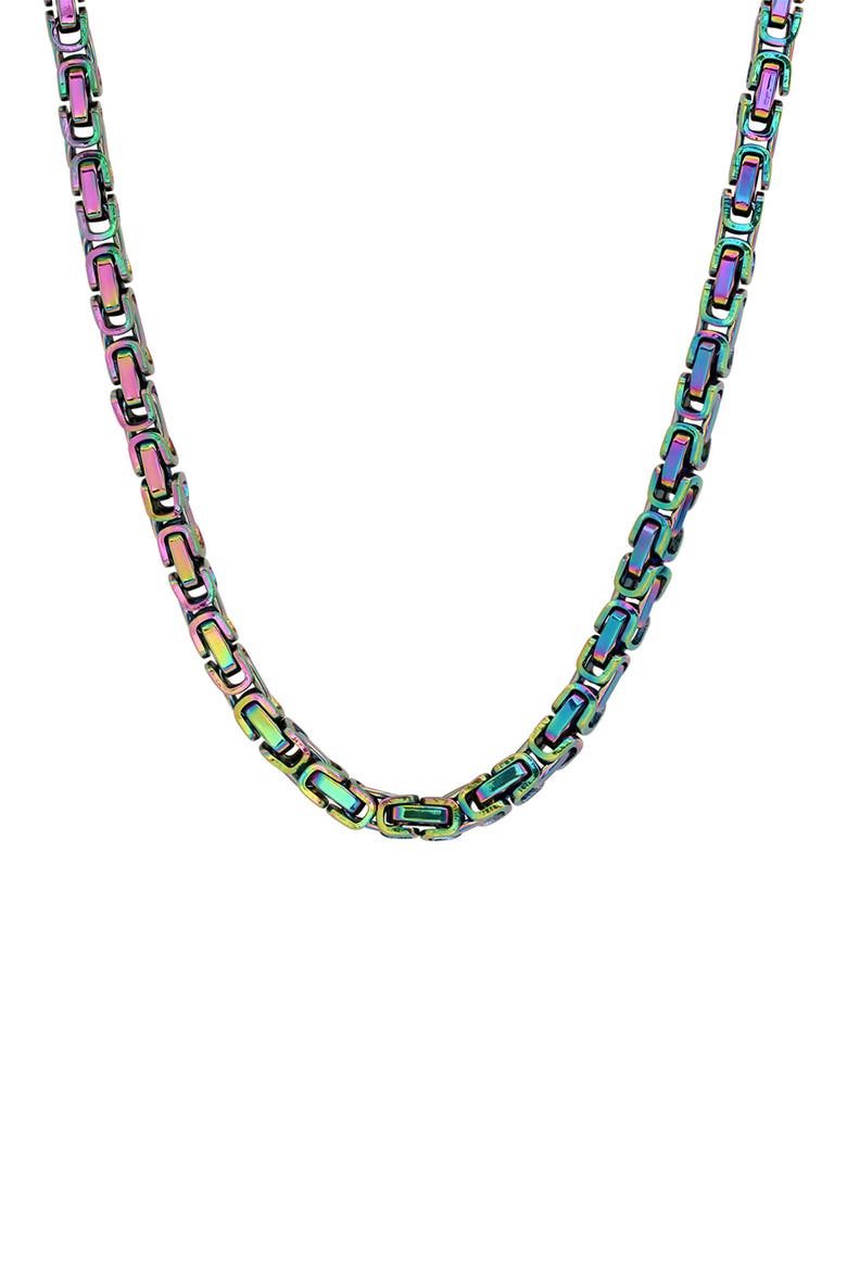 Men's Rainbow IP Stainless Steel Chain Link Necklace, Alternate, color, MULTI