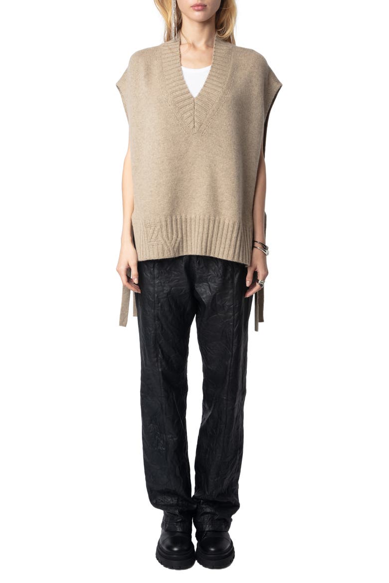 Maddy Cashmere Sweater Vest, Alternate, color, OATMEAL
