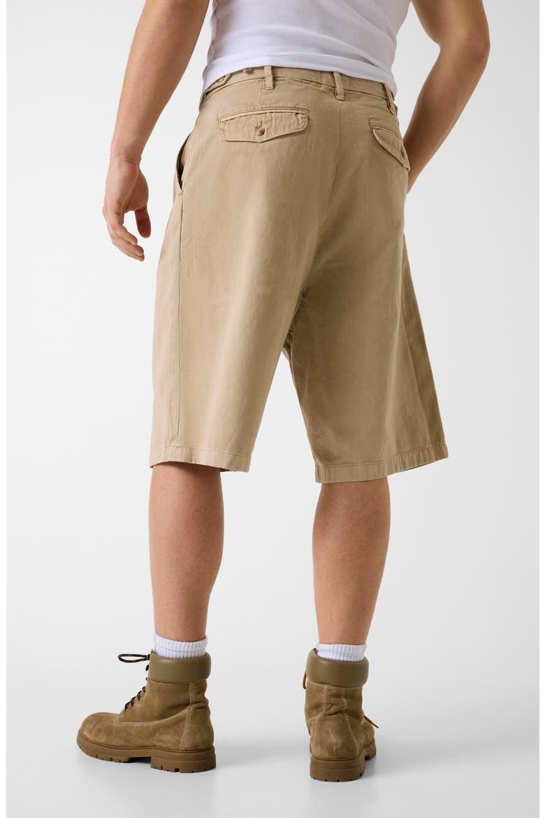 Pleated Baggy Denim Shorts, Alternate, color, BEIGE
