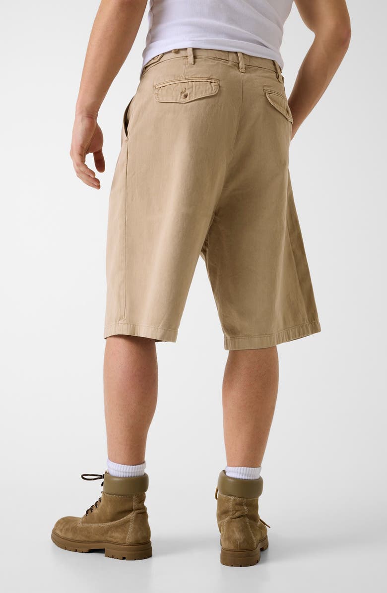 GUESS Pleated Baggy Denim Shorts, Alternate, color, Beige