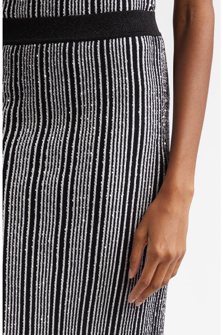 Shimmer Sequin Stripe Maxi Skirt, Alternate, color, WHITE AND BLACK
