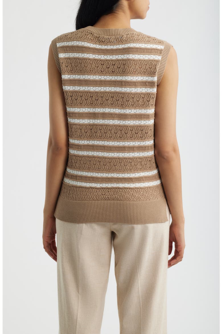 Stripe Sleeveless Sweater, Alternate, color, ALMOND BUFF/ BRIGHT WHITE