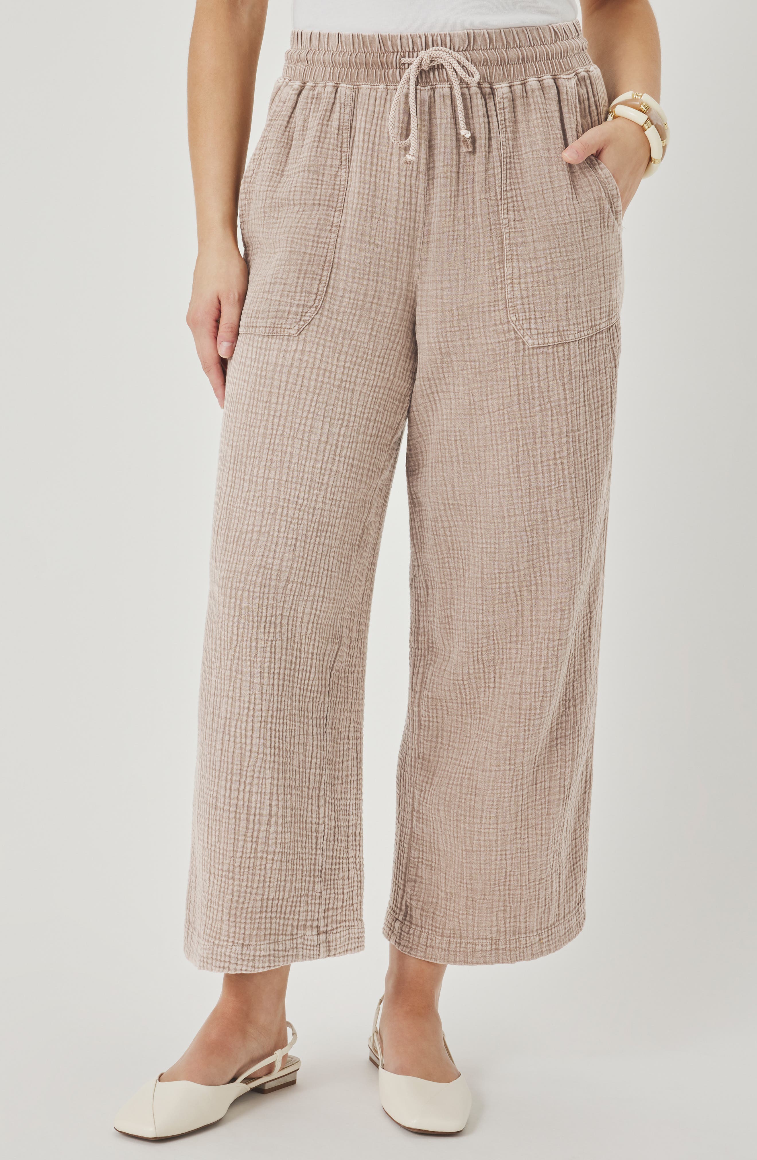 Ava Cotton Gauze Drawstring Pants - image 3
