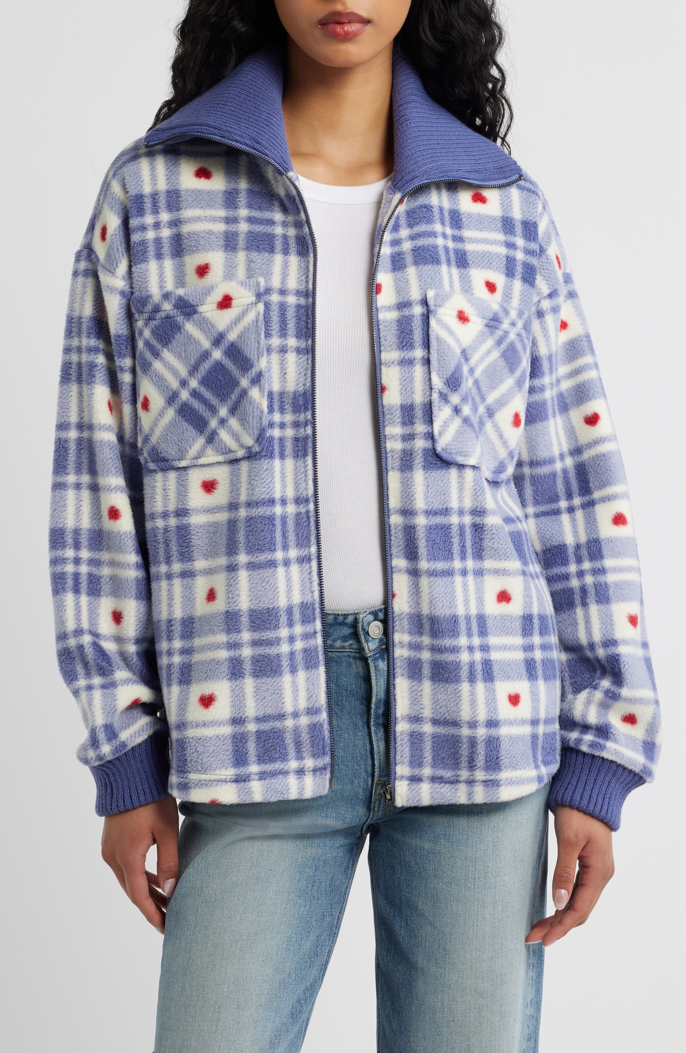 selected BLUE HEART PLAID