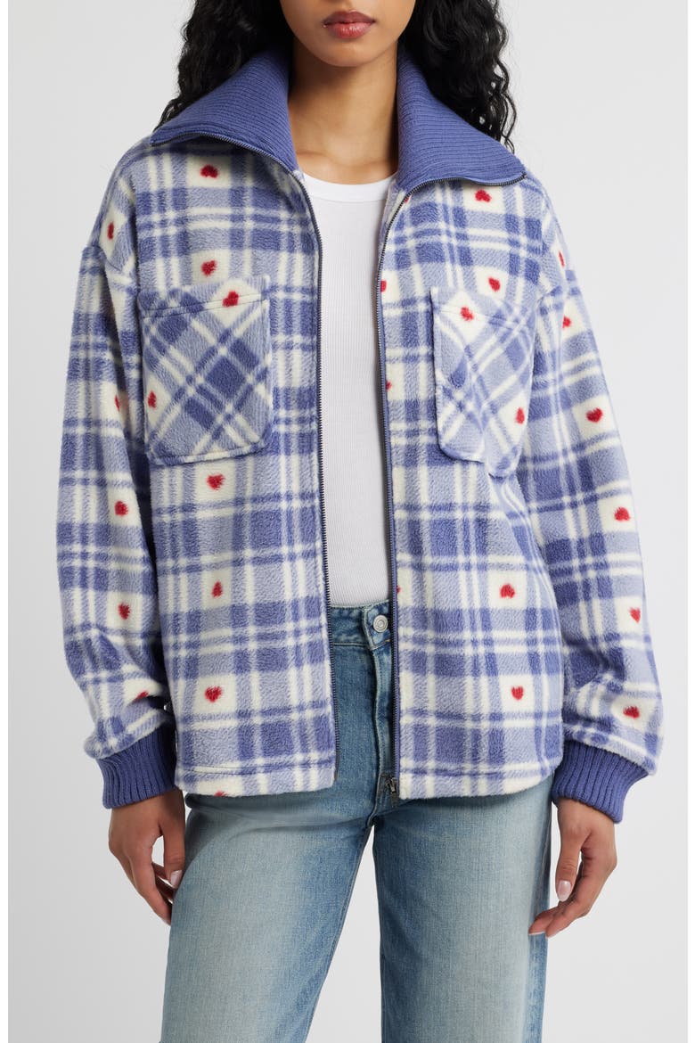 Plaid Fleece Jacket, Main, color, BLUE HEART PLAID