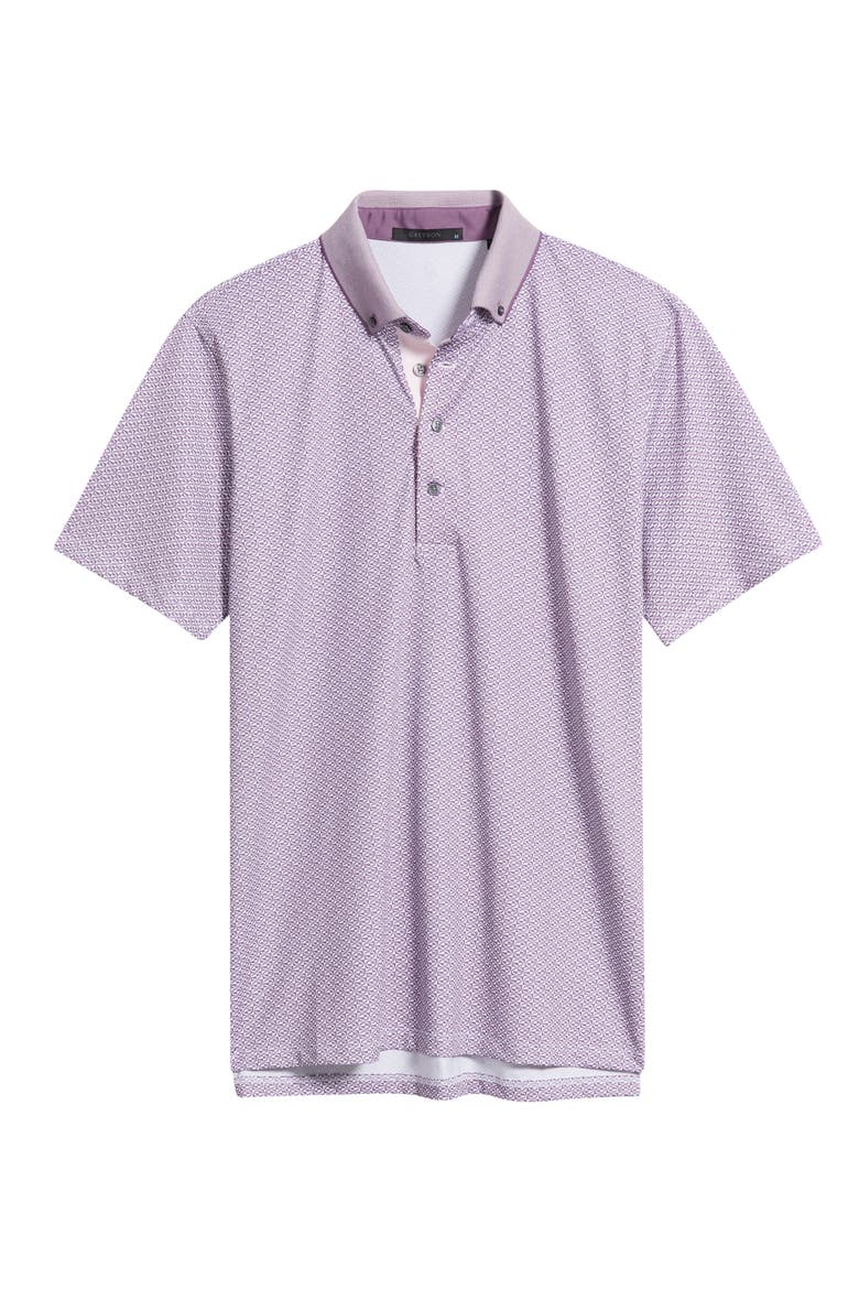 Guardian Geo Print Performance Button-Down Golf Polo, Alternate, color, FIG