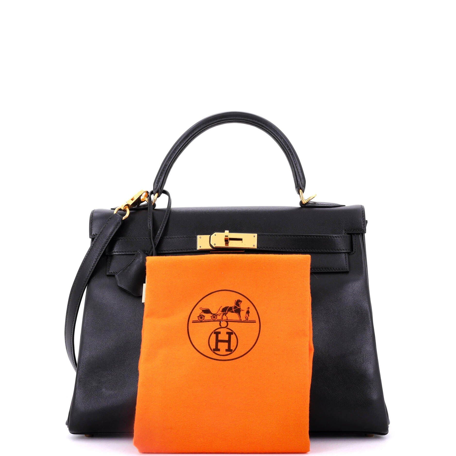 Pre-Owned Hermes Kelly Handbag Black Gulliver with Gold Hardware 32, Alternate, color, 
