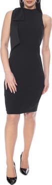 Marina Bow Sleeveless Crepe Sheath Dress
