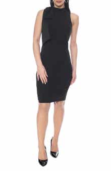 Marina Bow Sleeveless Crepe Sheath Dress