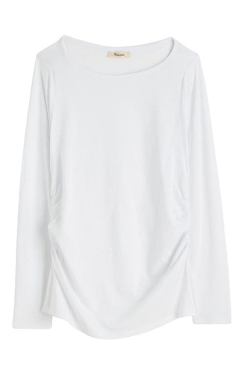 Madewell Ruched Crewneck Long-sleeve Tee In White