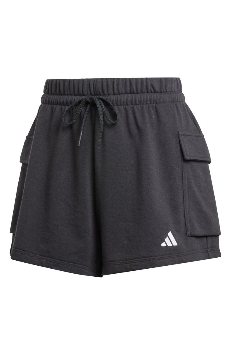 adidas French Terry Cargo Shorts, Alternate, color, Black/Whit